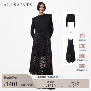 ALLSAINTS女士波点连衣裙两件套裙装 W260DB 垫肩毛衣百褶裙春季