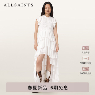 ALLSAINTS女士百褶连衣裙燕尾礼裙SHAELA蛋糕裙2026春夏新款