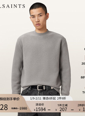 ALLSAINTS男士圆领羊毛衫纯色套头针织毛衣2025冬新款M018KD