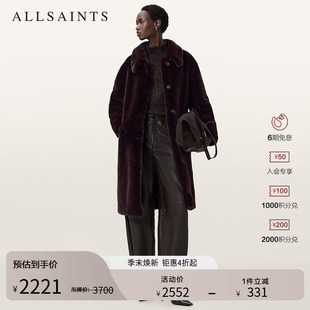 ALLSAINTS女士长款 W131OD 毛绒大衣保暖毛呢外套2026年春季