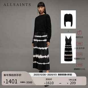 WD072X 吊带裙秋季 ALLSAINTS女士波纹扎染连衣裙两件套裙装 套头衫