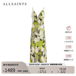 ALLSAINTS女士吊带连衣裙度假风花卉性感露背裙2025年秋季 W075DC