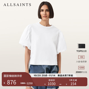 新款 上衣2025年秋季 W031JD 圆领T恤洋气泡泡袖 ALLSAINTS女士个性