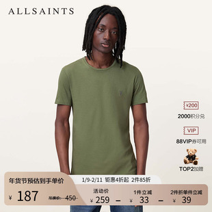 ALLSAINTS男士修身羊头T恤圆领短袖柔软上衣2025年秋季男装M028JB
