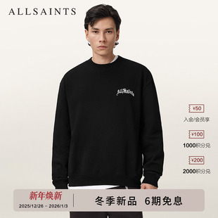 M032ND 2025冬新款 ALLSAINTS男士 哥特刺绣卫衣Logo圆领套头衫