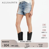 女装 ALLSAINTS女士毛边牛仔短裤 子秋季 裤 WE516Z 做旧修身