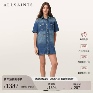 新款 宽松短裙2025年秋季 W075DE 牛仔连衣裙时尚 ALLSAINTS女士短袖