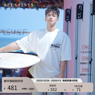 印花2025年秋季 街头涂鸦T恤休闲短袖 M063PC ALLSAINTS男士 明星同款