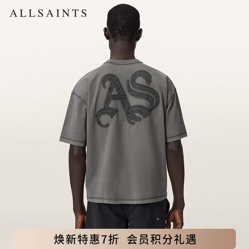 ALLSAINTS男士字母刺绣T恤