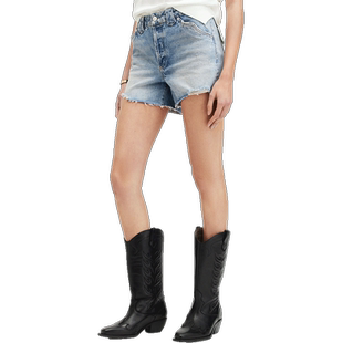 ALLSAINTS女士毛边牛仔短裤做旧修身裤子秋季女装WE516Z