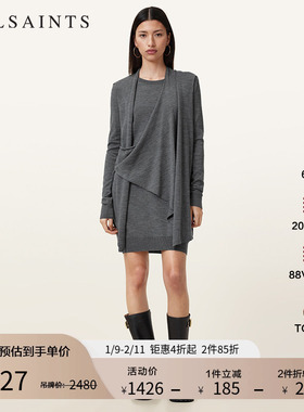ALLSAINTS女士羊毛假两件连衣裙针织短裙子2025年秋季女装W071DC