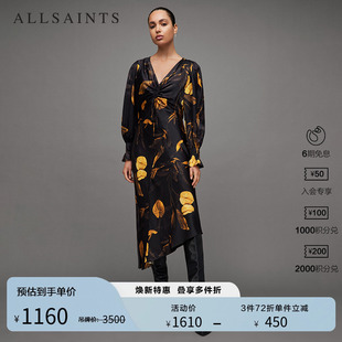 WD079Z ALLSAINTS女士柔美连衣裙桑蚕丝混纺印花裙正品 秋季 经典 款