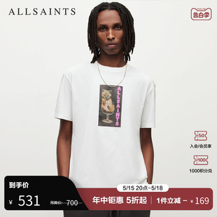 T恤春夏季 款 艺术印花短袖 ALLSAINTS男士 白色宽松上衣MG052Y