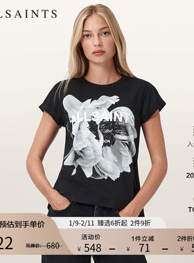 ALLSAINTS女士短袖花卉T恤洋气休闲上衣2025年秋季新款W021JD