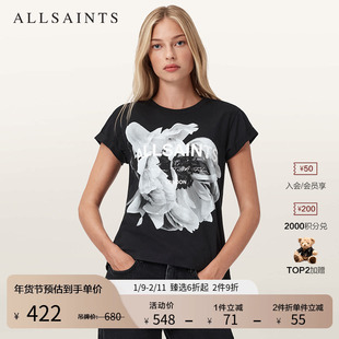 ALLSAINTS女士短袖花卉T恤洋气休闲上衣2025年秋季新款W021JD