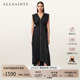 ALLSAINTS女士V领连衣裙优雅时尚 拉链小黑裙2025秋新款 W230DD