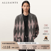 ALLSAINTS男士 M033KD 新款 菱格针织开衫 羊毛混纺毛衣2025冬季