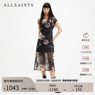 ALLSAINTS女士度假风花卉连衣裙轻盈长裙秋季 WD506Z 女装