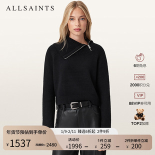 ALLSAINTS女士卷边高领针织衫羊驼毛混纺毛衣2025冬季新款W105KD