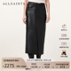 W008RC 女装 ALLSAINTS女士羊皮革半身裙长款 小黑皮裙2026年春季