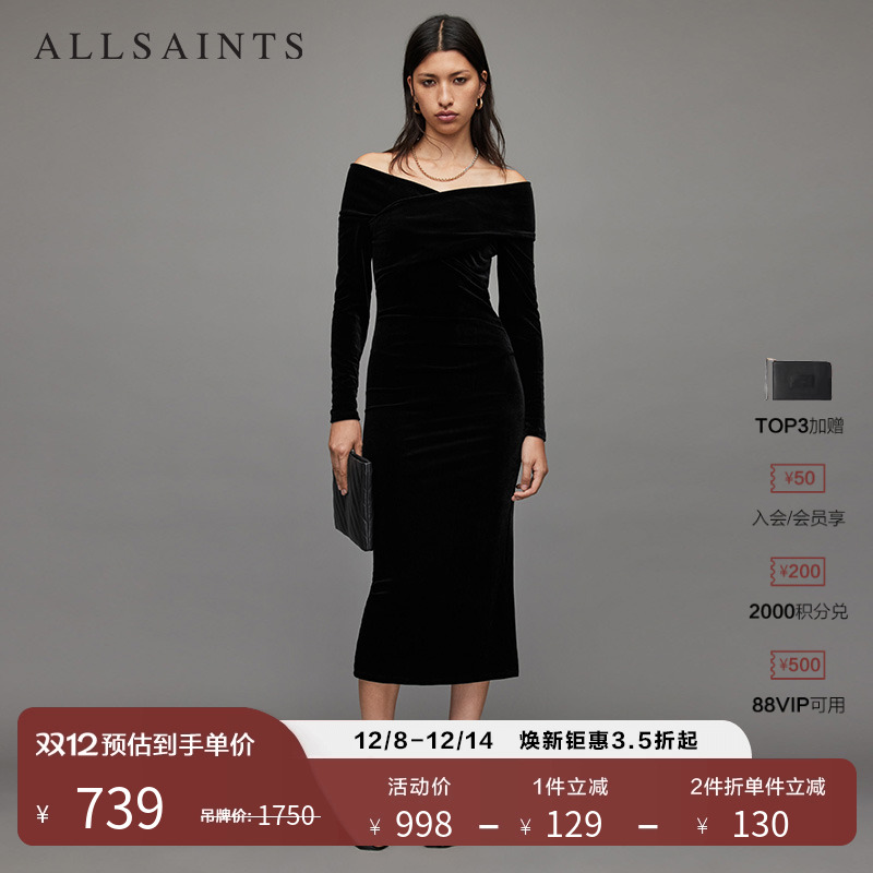 ALLSAINTS女士黑色连衣裙