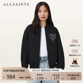 ALLSAINTS女士涂鸦飞行夹克logo拉链棒球服2025年秋季 新款 W034JD