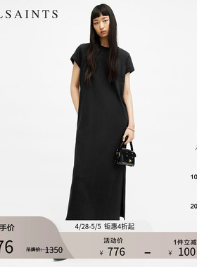 ALLSAINTS女士短袖T恤连衣裙宽松长款裙子官方秋季女装W294DA