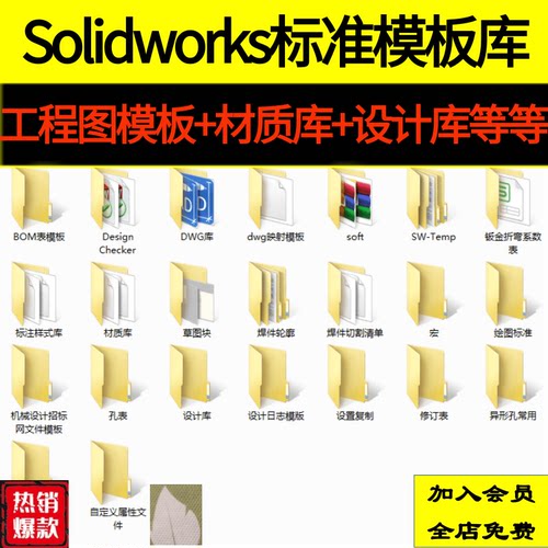 Solidworks标准模板库工程图材料明细表焊接型材机械三维SW设计库