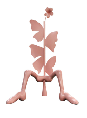 粉色玻璃钢巨人之花落地雕塑