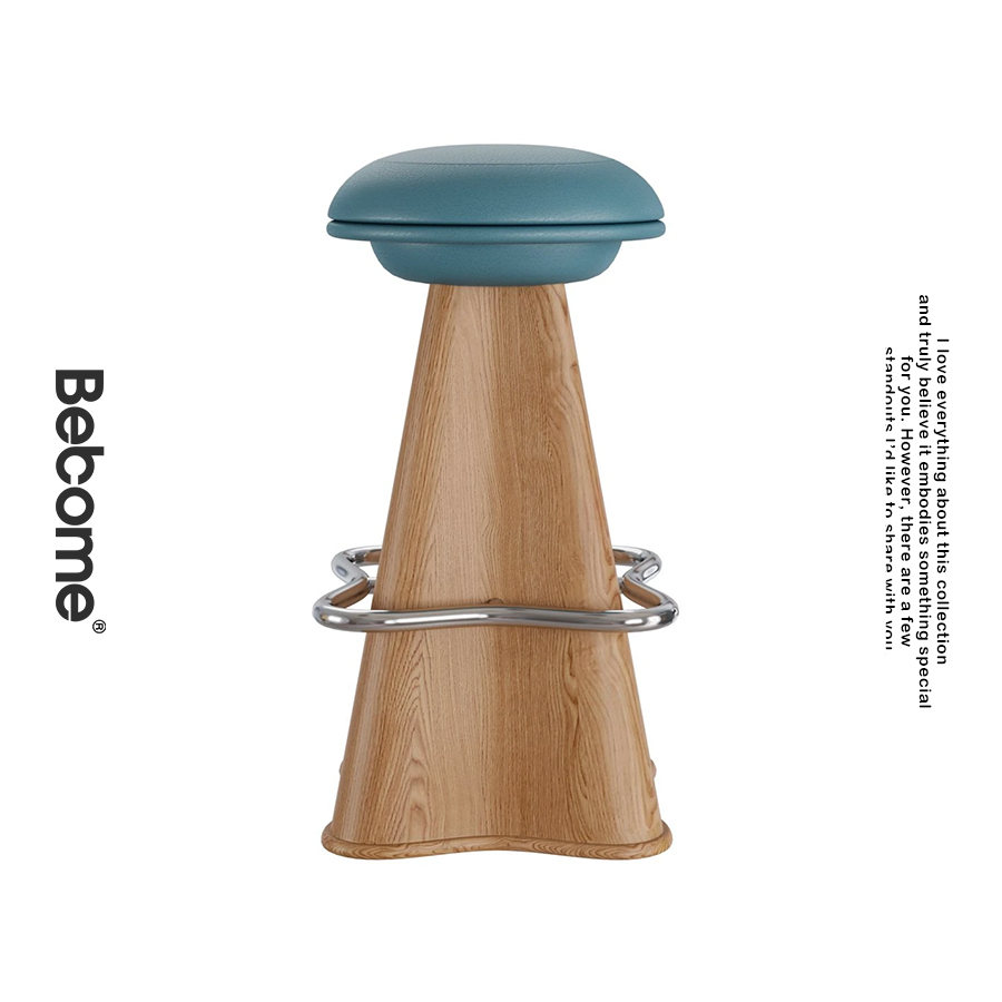 中古风实木四叶草吧台高脚椅