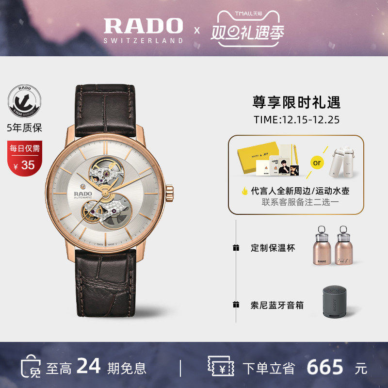 Rado雷达晶璨镂空皮带机械男表