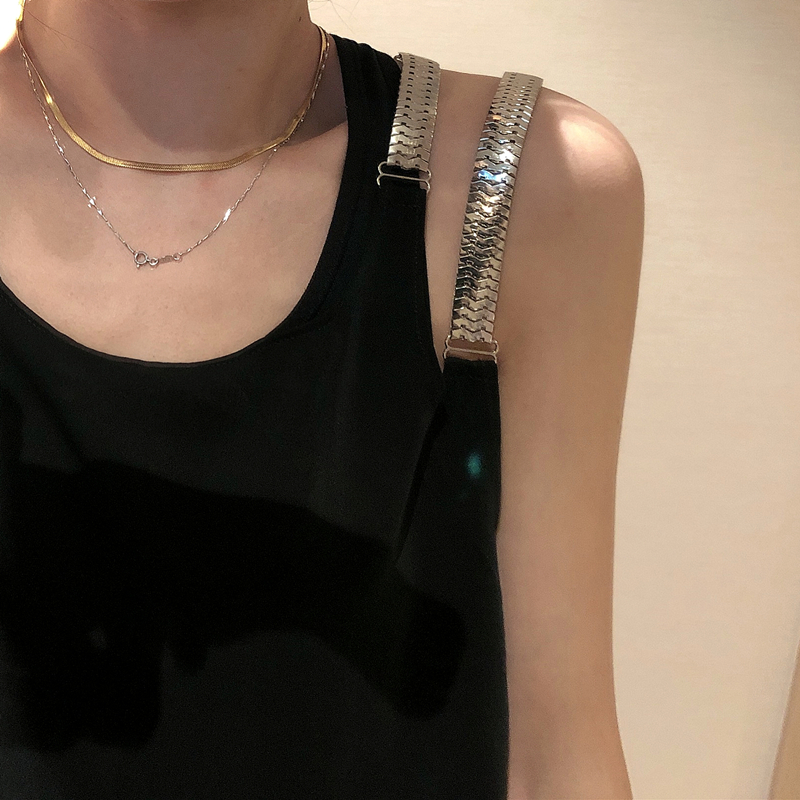 OPEN UP夏季吊带连衣裙女2019新款港风黑色中长款过膝宽松背带裙