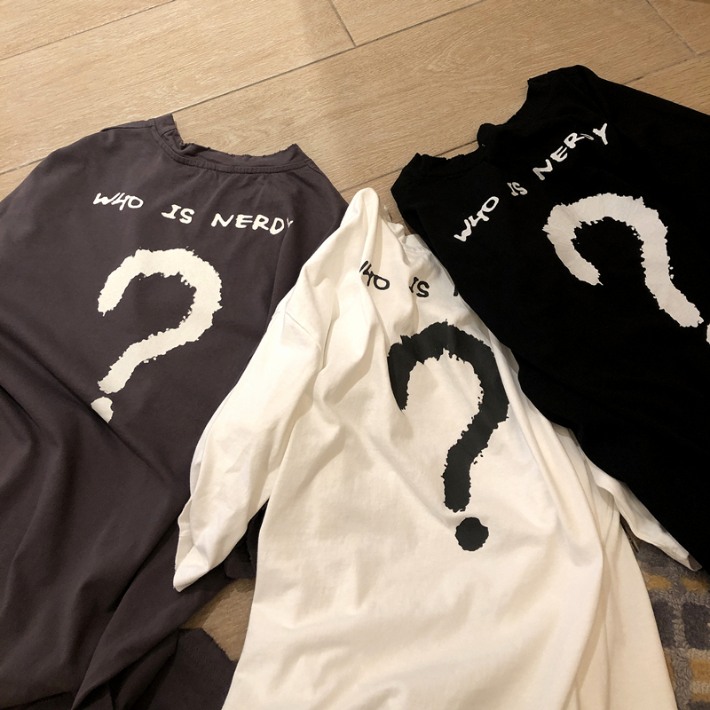 OPEN UP2019夏装新款港风个性字母印花T恤女磨破宽松体恤衫上衣潮