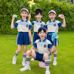 小学生校服夏装 儿童班服一年级毕业照服 短袖 幼儿园园服英伦风夏季