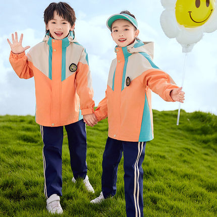 小学生校服秋装冲锋衣三件套一年级儿 童班服冬季加厚幼儿园园服