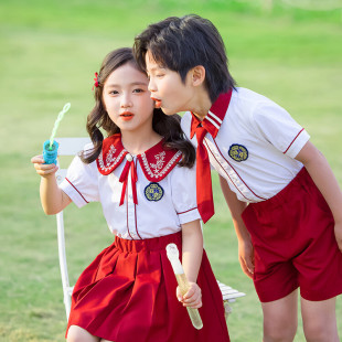 幼儿园园服夏季 毕业演出服男女小学生校服 英伦学院风班服短袖 套装