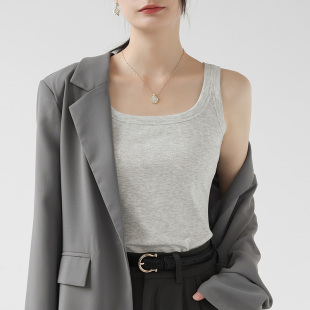 外穿显瘦修身 方领吊带背心女夏季 遮副乳无袖 内搭无袖 紧身上衣 西装