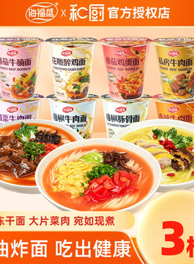 海福盛私房牛肉面3桶多组合装FD冻干面非油炸速食泡面方便面杯面