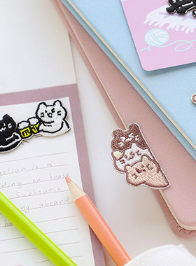 搞怪猫咪刺绣贴衣服补丁装饰贴diy手机壳平板书本可爱自粘贴布贴