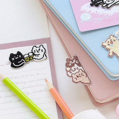搞怪猫咪刺绣贴衣服补丁装饰贴diy手机壳平板书本可爱自粘贴布贴
