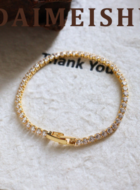 新款时尚轻奢满钻锆石手链女小众设计高级感百搭手串精致叠戴手饰