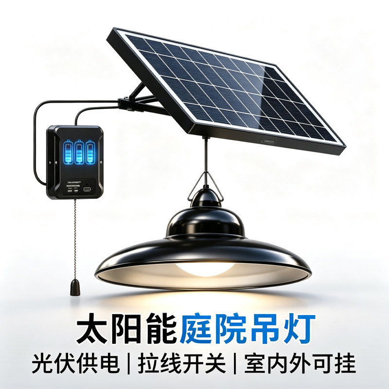 太阳能户外灯庭院防水凉亭超亮照明挂灯家用阳台室外花园暖光吊灯