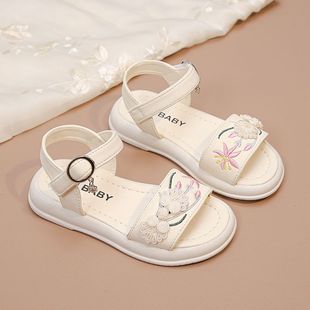 女童公主凉鞋2025新款爆款儿童汉服鞋国风配马面裙鞋子绣花鞋软底
