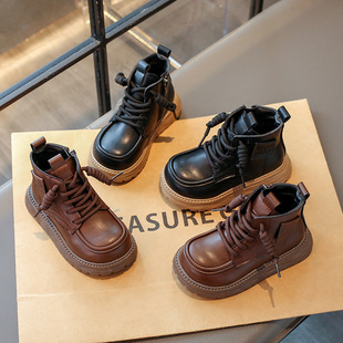 男童马丁靴2025新款秋冬加绒二棉鞋中大童加厚保暖英伦风防滑皮靴