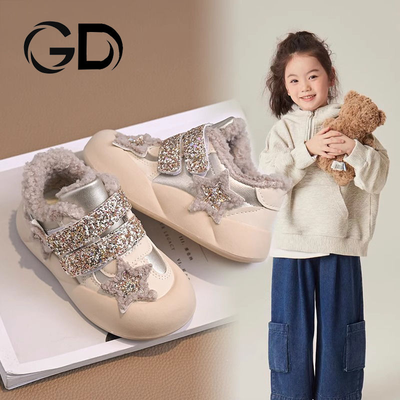 女童鞋子运动鞋冬款加绒板鞋