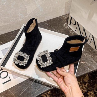 马丁靴女童洋气小公主靴子水钻皮靴女宝宝加绒二棉靴儿童短靴四季