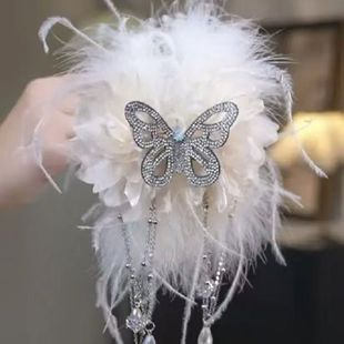 「格蕾香榭」蓬松气质蝴蝶羽毛毛绒流苏抓夹显发量鲨鱼夹发夹