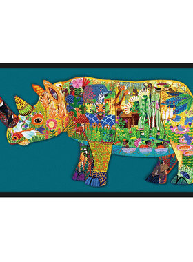 弥鹿mideer犀牛拼图专用实木定制相框犀牛的奇妙邂逅带有色背景纸