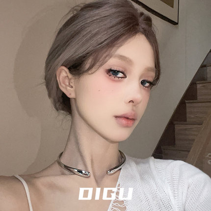 DIGU独特小众设计简约金属项圈项链女个性素圈项圈冷淡风颈链配饰