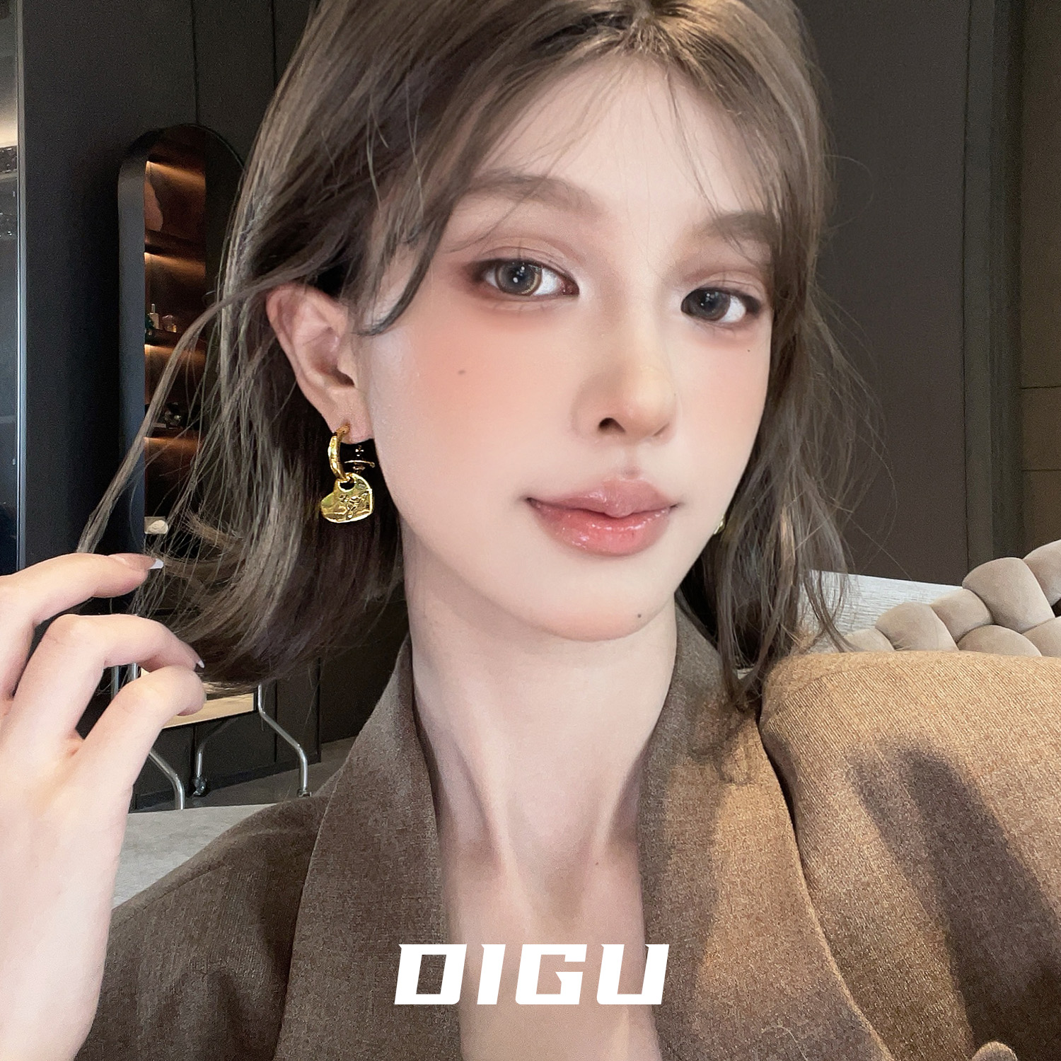 复古做旧爱心土星耳圈欧美风耳环